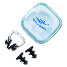QILANG SKY WIZ 游泳耳塞+鼻夾組, 黑色, 1套