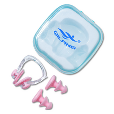 QILANG SKY WIZ 游泳耳塞+鼻夾組, 粉紅色, 1套