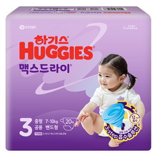 하기스 2024 맥스드라이 밴드형 기저귀 남여공용 7~10kg, 3단계, 20매
