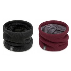 ONEUP 防寒刷毛圍脖, 黑色 + 酒紅色, 2個