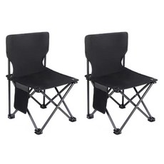 Funny Seller 戶外折疊露營釣魚椅, 黑色, 2個