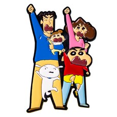 蠟筆小新與家人們加油單面徽章, 1個, 混色