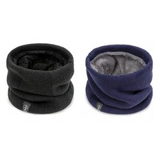 Onup 防寒刷毛圍脖, 黑色 + 海軍藍, 2個
