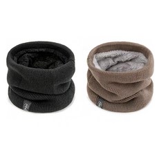 ONEUP 防寒刷毛圍脖, 黑色 + 棕色, 2個
