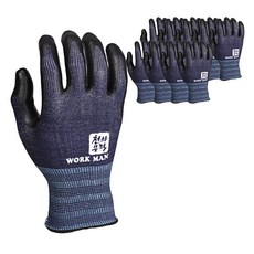 Workman NBR 泡沫半塗層工作手套雙手靈巧 S, 10雙, 海軍藍色