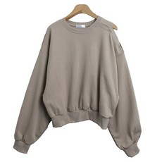 Lalaon 棉質不對稱露肩素色長袖大學T TSP971