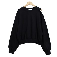 Lalaon 棉質不對稱露肩素色長袖大學T TSP971