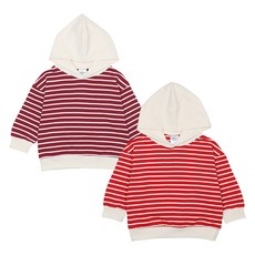 Rainbow Kids 兒童撞色條紋連帽T恤2件組