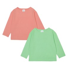 레인보우키즈 아동용 파스텔 보트넥 긴팔티셔츠 2종 세트