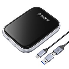 오리코 휴대용 20Gbps 2in1 케이블 포터블 외장하드 ORICO-A20, 1TB, 블랙