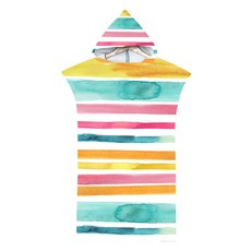 Allode 女款彩色條紋連帽沙灘袍