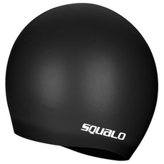 스쿠알로 노링클 플레인 실리콘 수모 수영모, 블랙, 1개