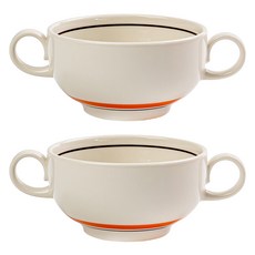 Kanesuzu日常雙手湯碗 265ml, 橘色, 2個