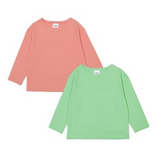레인보우키즈 아동용 파스텔 보트넥 긴팔티셔츠 2종 세트