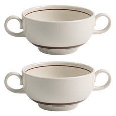 Kanesuzu日常雙手湯碗 265ml, 棕色石頭, 2個