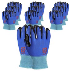 Cheonhamujeok 輕薄夏季NBR泡棉半塗層工作手套 雙手適用 S, 10個, 寶藍色