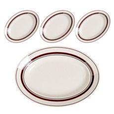 Kanesuzu日常橢圓盤, 4個, 棕色石頭