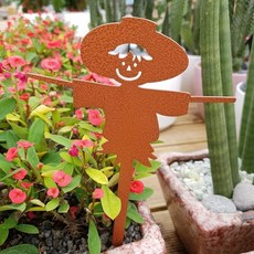 SteelDeco 稻草人B 花盆插牌 精油塗裝, 棕色