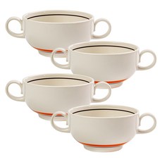 Kanesuzu日常雙手湯碗 265ml, 橘色, 4個