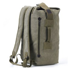 Donashop 戶外軍事風登山圓筒包 SH-52866, 卡其色