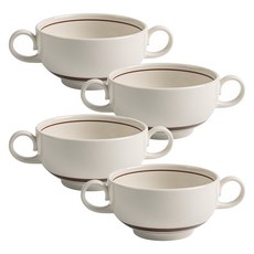 Kanesuzu日常雙手湯碗 265ml, 棕色石頭, 4個