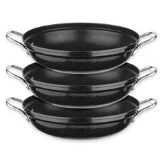 plala 電磁爐適用麥飯石不沾雙耳湯鍋, 24cm, 3個, 黑色