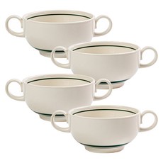 Kanesuzu日常雙手湯碗 265ml, 復古卡其色, 4個