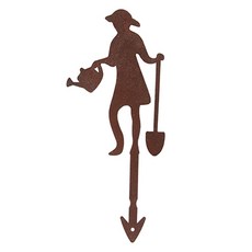 SteelDeco 園藝女孩花盆插牌 腐蝕處理, 棕色