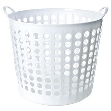 Saenghwalgongsik 大容量圓點款手提洗衣籃, 白色