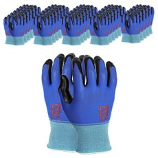 Cheonhamujeok 輕薄夏季NBR泡棉半塗層工作手套 雙手適用 S, 30個, 寶藍色