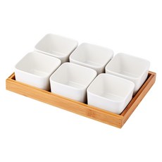 Louis&Topfel小菜分享盤 配菜碗 方形 2格 3格 4格 6格盤 2個+小菜盤 6格 2個組, 白色, 1組