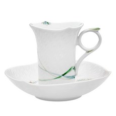 Meissen 浮雕森林花卉摩卡杯碟, 單一顏色, 1套