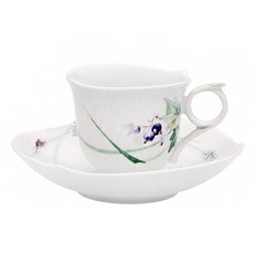 Meissen 浮雕林地花卉濃縮咖啡杯碟組, 單一顏色, 1套