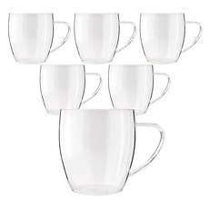 로코홈 심플 내열 글라스 둥근형 머그컵 390ml, 6개