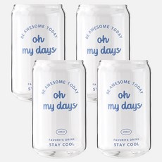 Rocoliving 字母耐熱玻璃啤酒罐造型杯 藍色 490ml, 4個