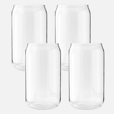 로코리빙 홈 심플 내열 글라스 비어캔텀블러 490ml, 4개