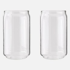 Locohome 簡約耐熱玻璃啤酒罐造型杯 350ml, 2個