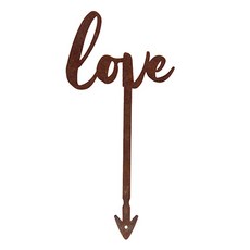 SteelDeco LOVE 花盆插牌 腐蝕處理, 棕色