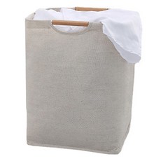 亞麻布衣物收納箱 洗衣籃, 象牙白, 1個