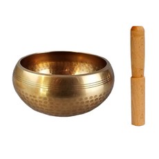 Topia 頌缽 冥想 西藏鐘 療癒 樂器 缽 + 原木棒 套組, 單一商品, 1個