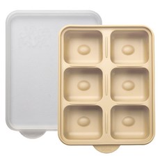Jam Muk 韓國製多功能副食品矽膠盒 6格, 米色, 360ml, 1個