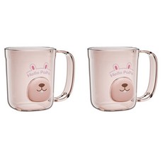 THE ZAKKA 小熊鬍子浴室漱口杯 FREE, 粉紅色, 2個