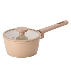 KITCHEN FLOWER 電磁爐適用Kingdom latte陶瓷塗層單柄鍋, 米色, 1個, 18cm