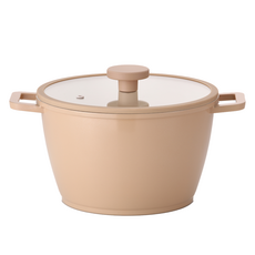 세신산업 인덕션 퀸덤 세라믹코팅 라떼 양수냄비, 24cm, 베이지, 1개