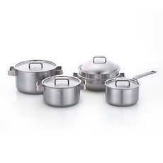 LiViNG ART 電磁爐 316Ti 五層頂級鍋具4件組, 1套, 單一顏色, 18cm單柄鍋 + 20cm雙耳鍋 + 24cm湯鍋 + 24cm派對炒鍋