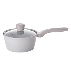 QUEENDOM IH爐適用New Della系列陶瓷單柄湯鍋+鍋蓋組, 20cm, 1組, 淺灰色