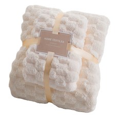 Life Up 雲朵格紋高級毛巾 中型 + 大型毛巾組合, 米色, 1套