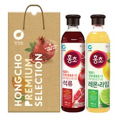 청정원 홍초 석류 900ml + 레몬 앤 라임 900ml 선물세트 2호 + 쇼핑백, 1세트