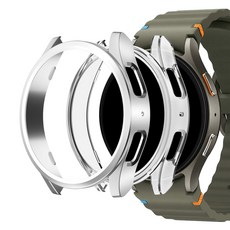 스페이스쉴드 갤럭시 워치 호환 범퍼 케이스 44mm 2p, 실버 + 투명, 2개