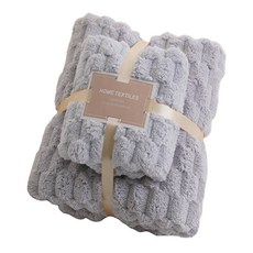 라이프업 클라우드 체크 프리미엄 타월 중형 + 타월 대형 세트, 그레이, 1세트